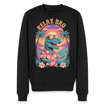 Relax Bro Dino Shirt – Ambiances d’été - Pull Premium bio Homme - noir - Devant - Nico (187cm)