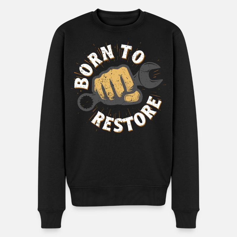 Bilrestauration født til at restaurere - Økologisk premium-sweatshirt til mænd - sort