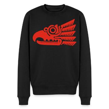 Roter Stammesvogelkopf - Männer Premium Bio Pullover - Schwarz - Vorne - Nico (187cm)