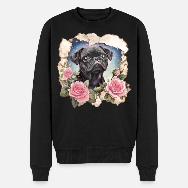 Schwarzer Mops - Männer Premium Bio Pullover - Schwarz