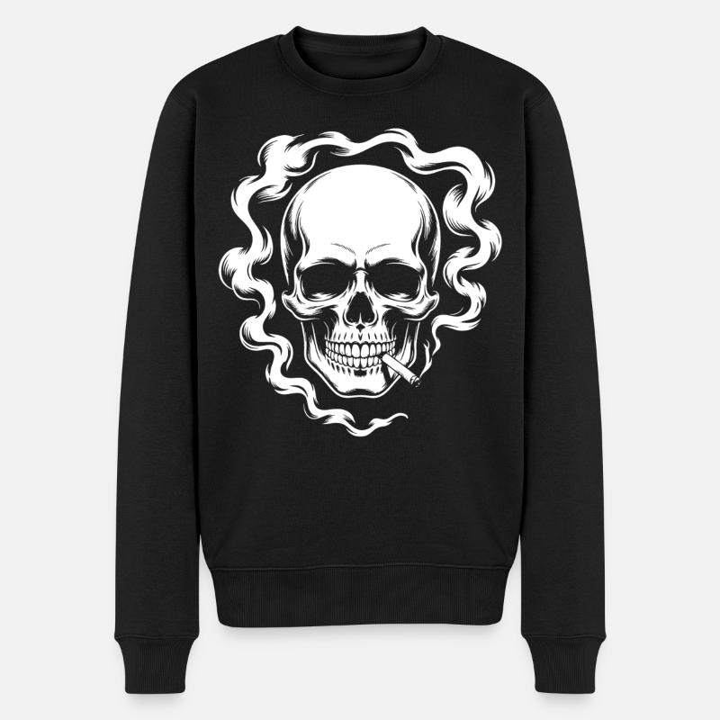Conception du crâne fumant - Pull Premium bio Homme - noir