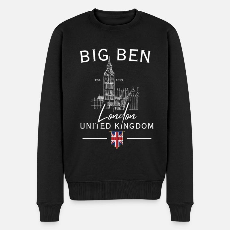 Big Ben London Skyline - Männer Premium Bio Pullover - Schwarz
