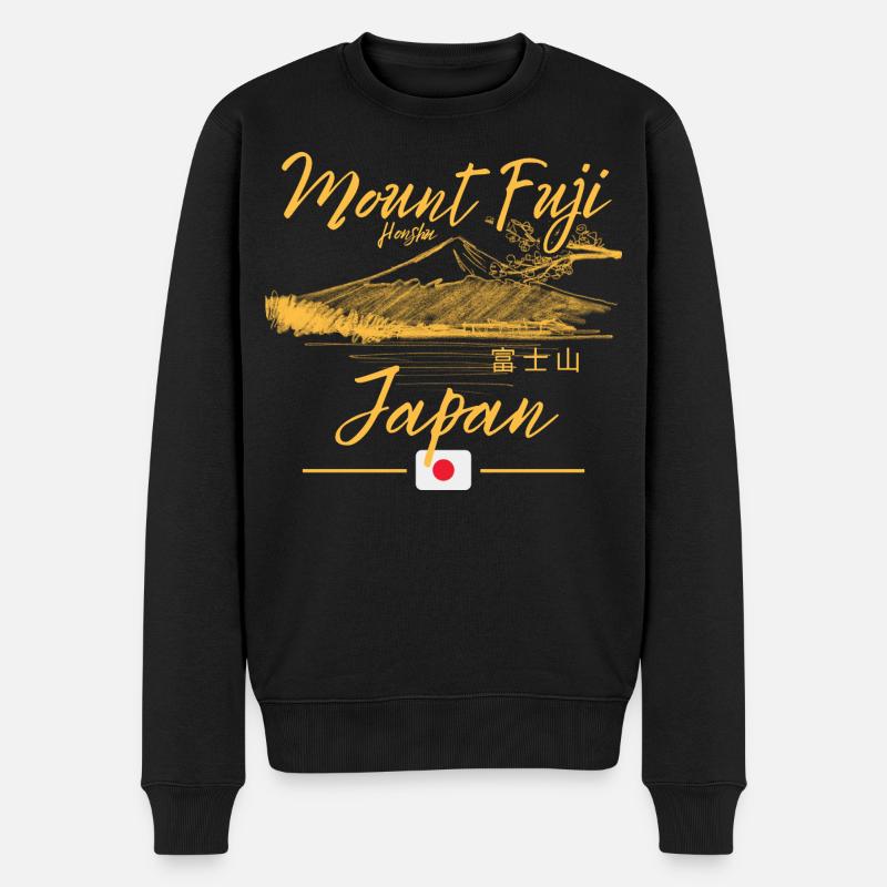Conception de la mer ensoleillée du mont Fuji - Pull Premium bio Homme - noir