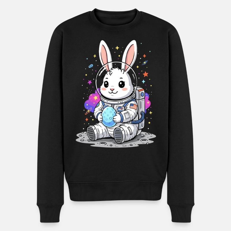 Astronaut Osterhase Weltraum - Männer Premium Bio Pullover - Schwarz