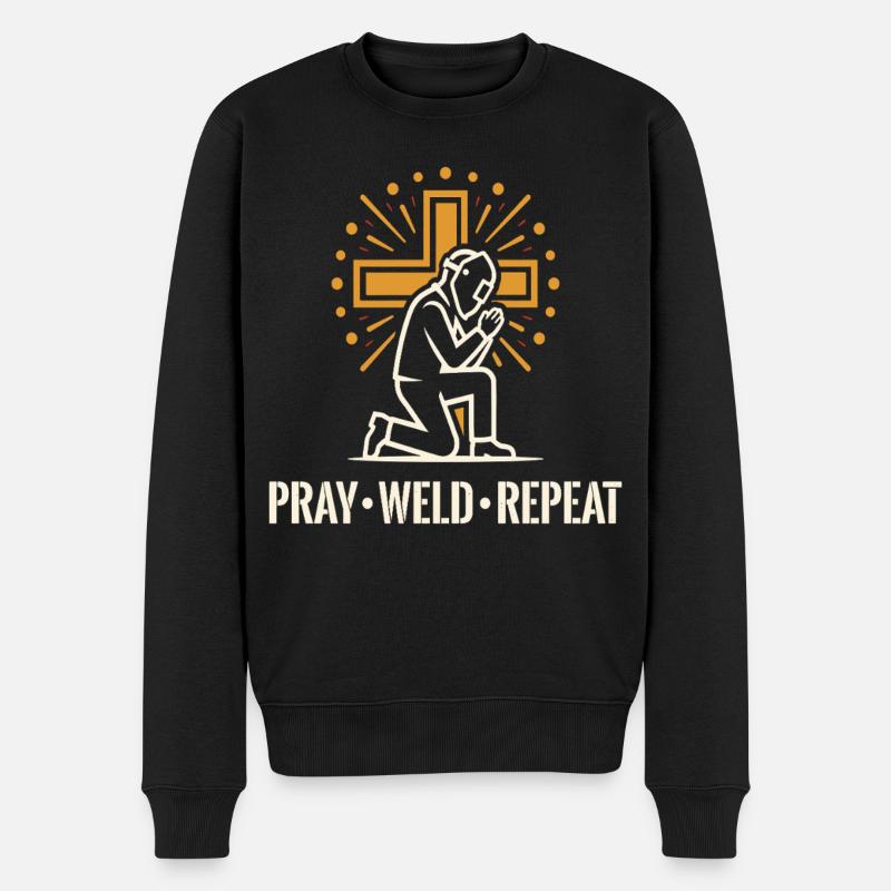 Croix de soudeur répété prie - Pull Premium bio Homme - noir