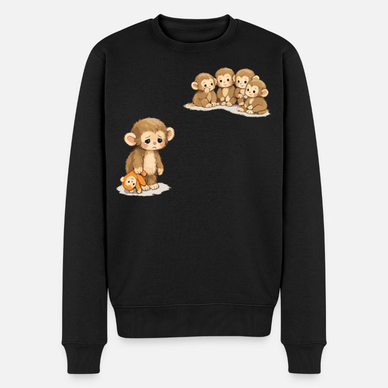 Baby Monkey Punch - Viral Sad Monkey - Men's Premium Organic Jumper - black