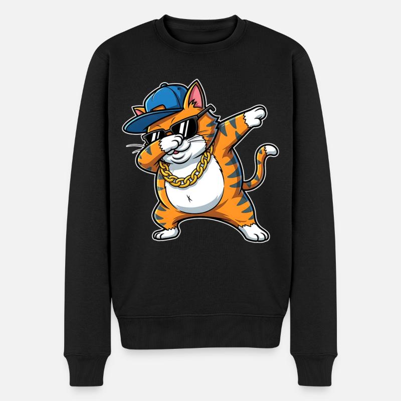 Dessin animé hip-hop cool du chat - Pull Premium bio Homme - noir