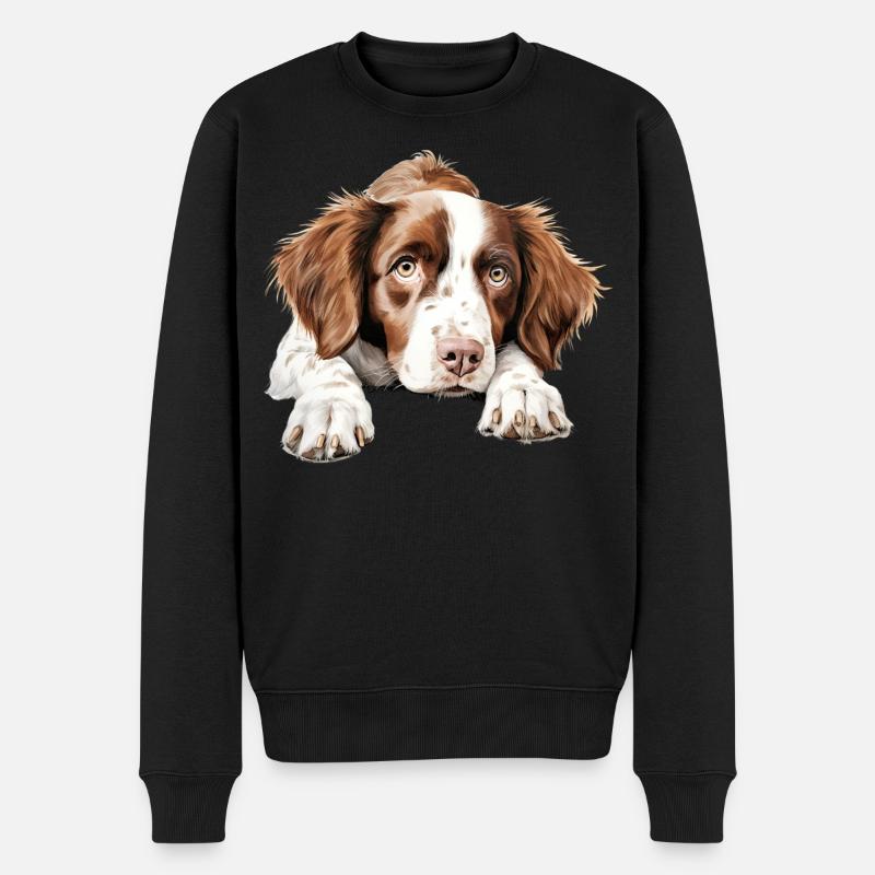 Brittany Hund - Männer Premium Bio Pullover - Schwarz