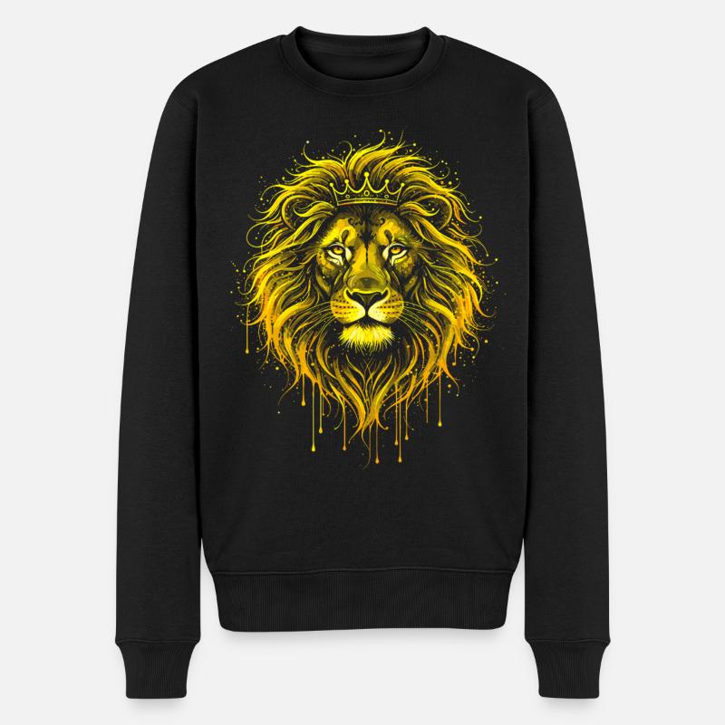Royal Lion Gold King - Männer Premium Bio Pullover - Schwarz