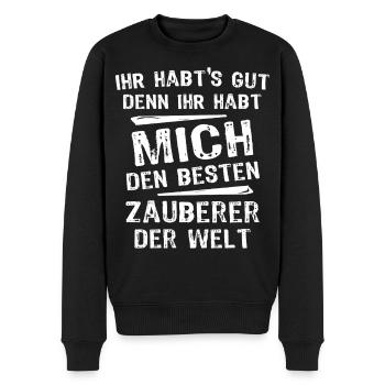 Zauberer - Männer Premium Bio Pullover - Schwarz - Vorne - Nico (187cm)