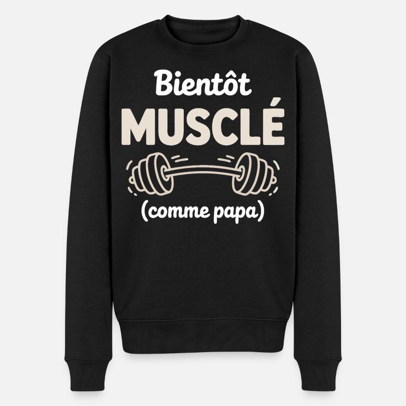 bientôt musclé comme papa gym musculation - Pull Premium bio Homme - noir