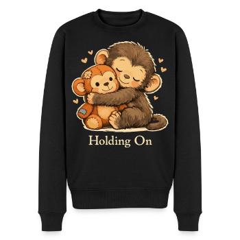 Anxious Monkey Emotional Support - Men's Premium Organic Jumper - black - Front - Nico (187cm)