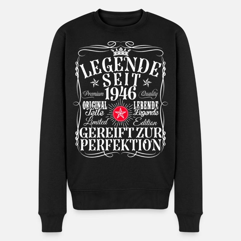 80. Geburtstag Mann Frau 80 Jahre 1946 Deko Lustig - Männer Premium Bio Pullover - Schwarz