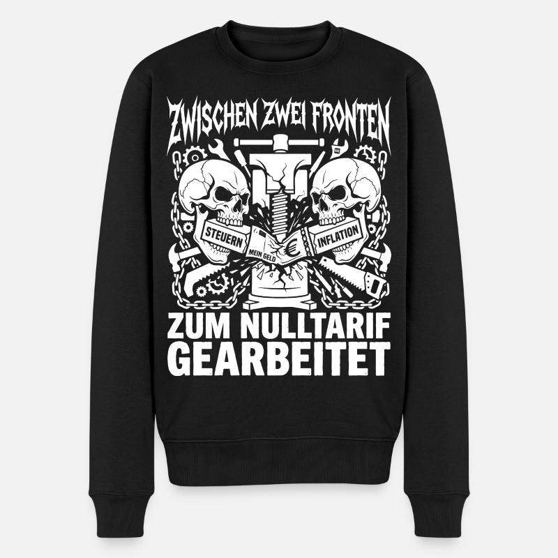 Zwischen Zwei Fronten Steuern Inflation Schraub - Männer Premium Bio Pullover - Schwarz