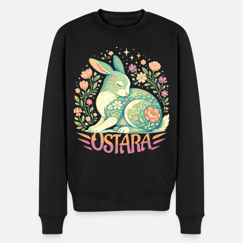 Bénédictions d’Ostara Joyeuses Pâques Lapin Ostara - Pull Premium bio Homme - noir