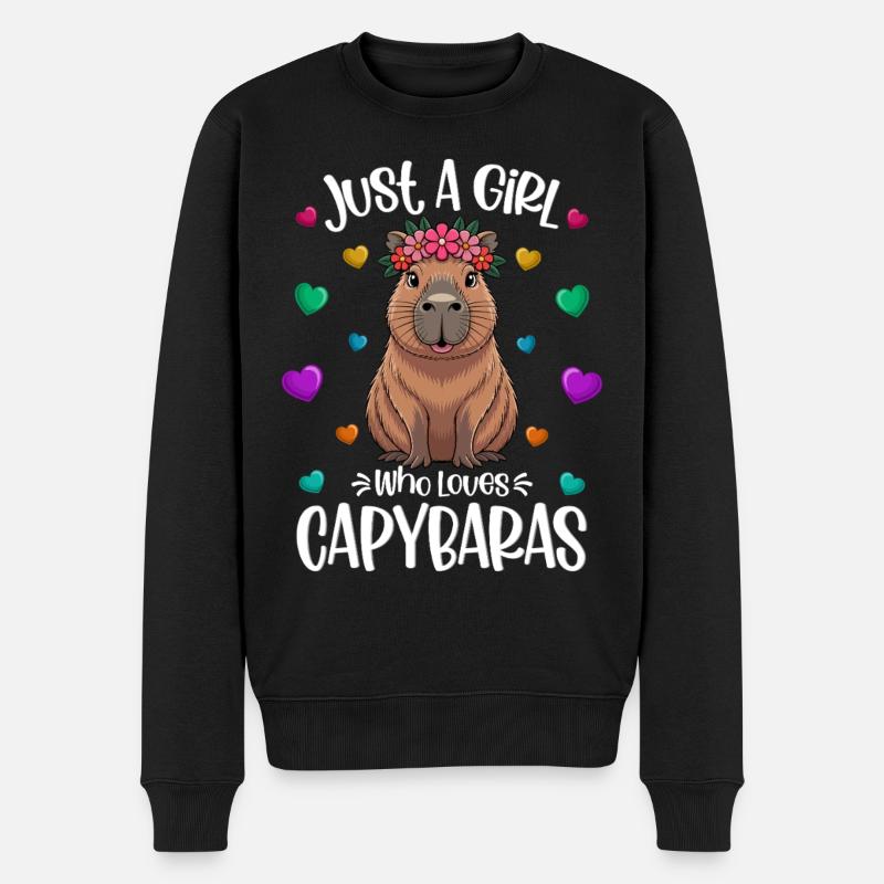 Mädchen Wasserschweinliebhaberin Süßes Capybara  - Männer Premium Bio Pullover - Schwarz