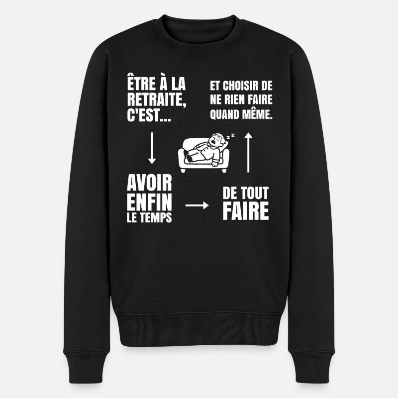 Die Kunst des Nichtstuns (weißer Text) - Männer Premium Bio Pullover - Schwarz