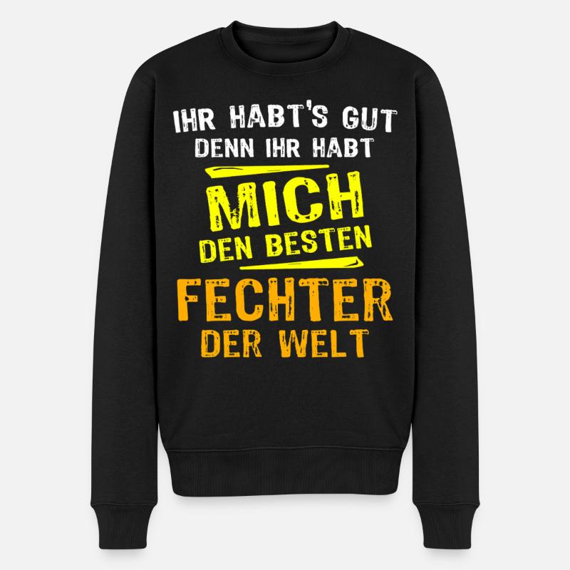 Fechter Geschenk - Männer Premium Bio Pullover - Schwarz