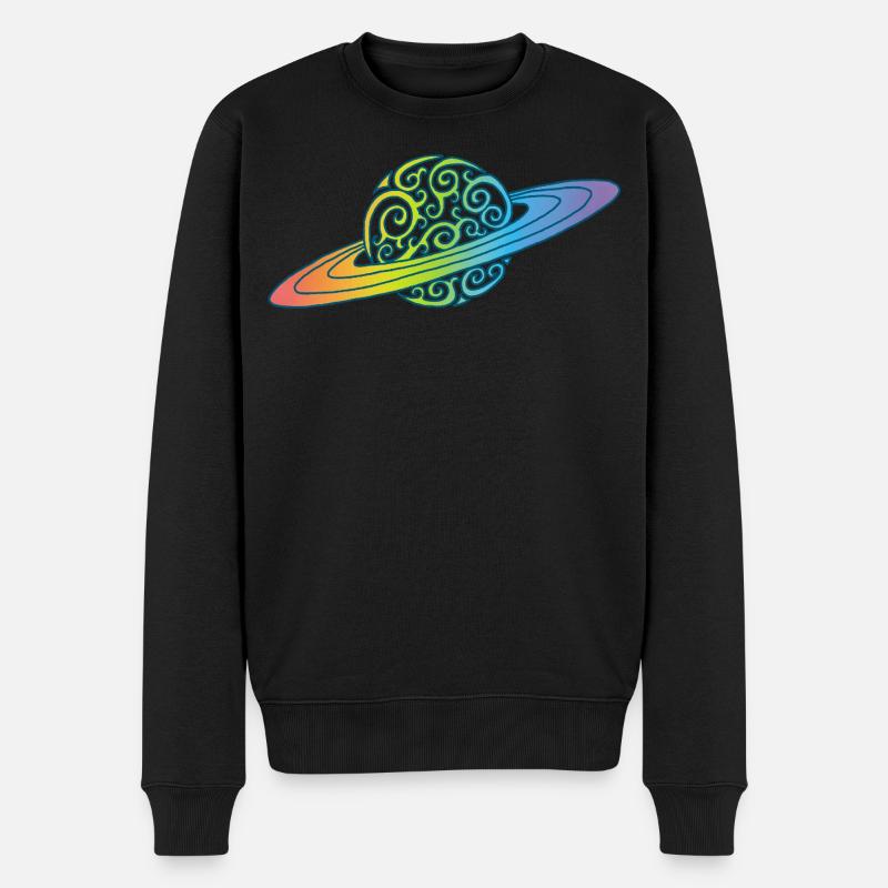 Mehrfarbiger Spiralplanet - Männer Premium Bio Pullover - Schwarz