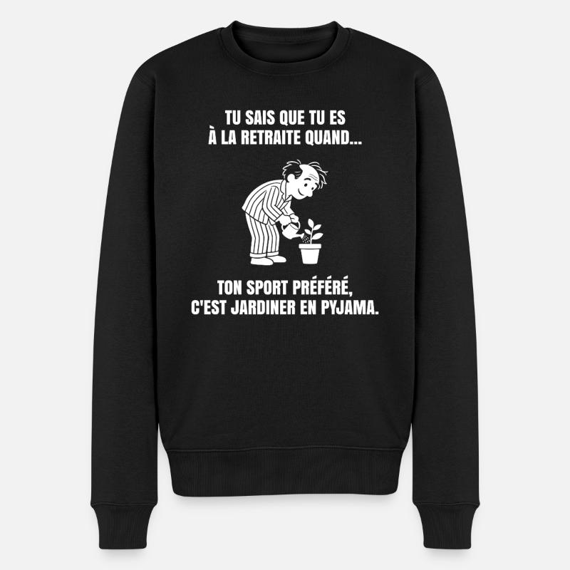 Ma Retraite dans le Jardin (texte blanc) - Pull Premium bio Homme - noir