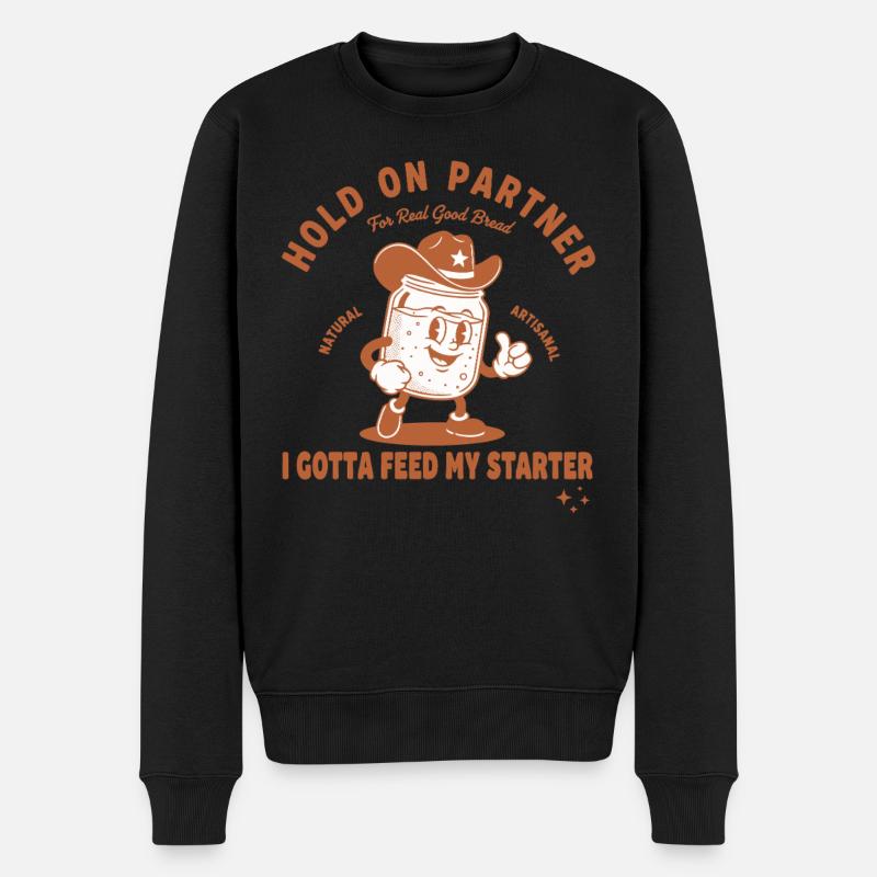 Tenedolo, aspetta un attimo, partner, devo dare da mangiare al mio lievito - Maglione ecologico premium da uomo - nero