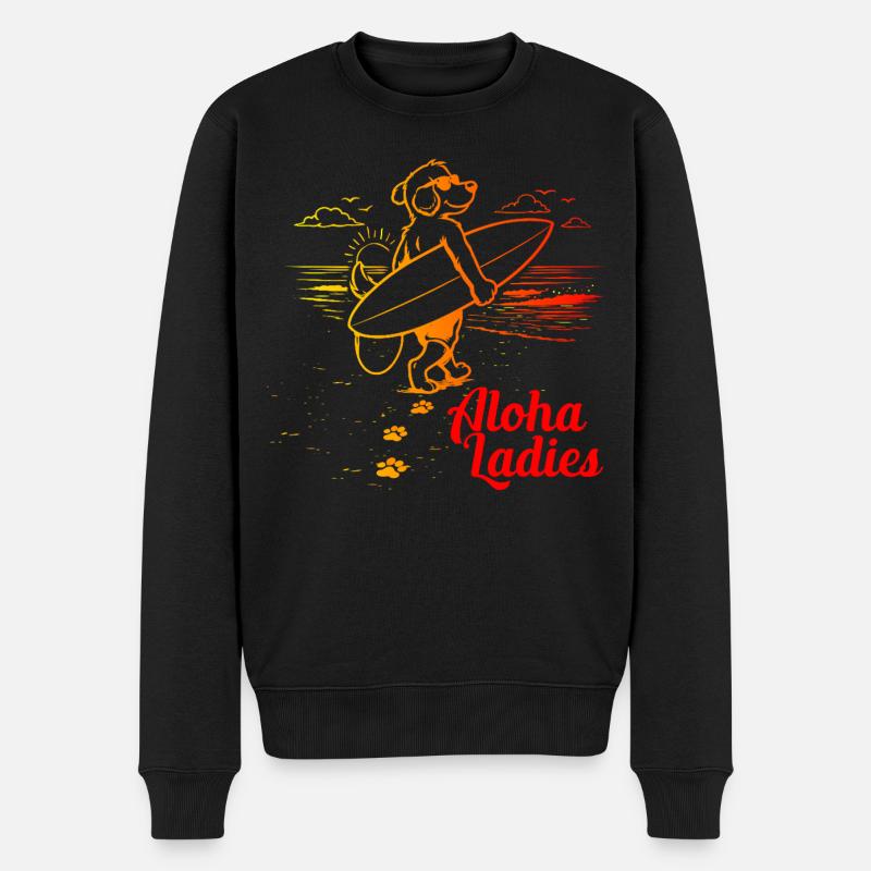 Aloha Ladies Surfer Hund Hawaii Style - Männer Premium Bio Pullover - Schwarz