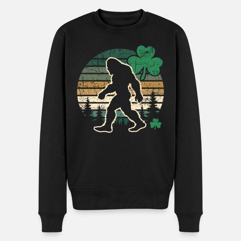 Big Foot St. Patricks Day - Männer Premium Bio Pullover - Schwarz
