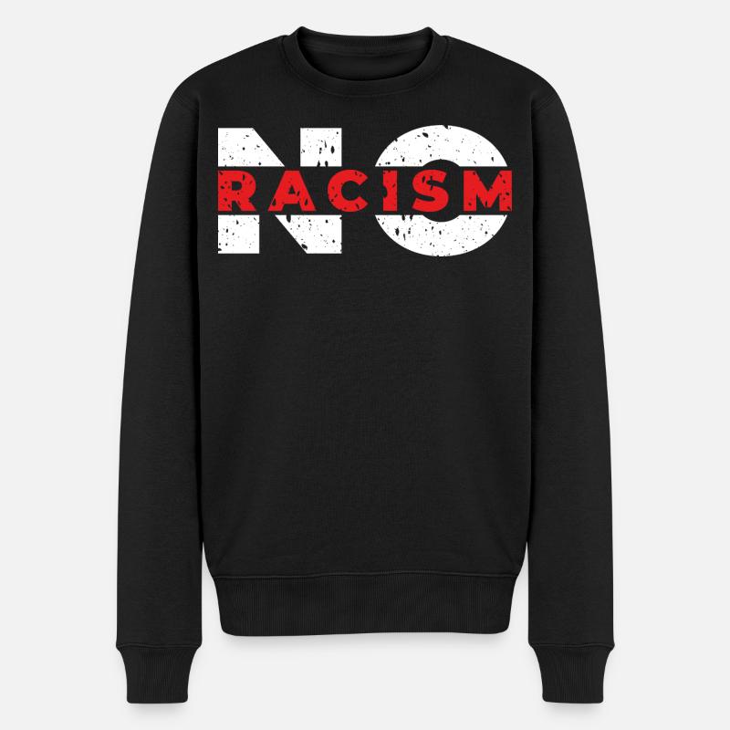 No Racism - Männer Premium Bio Pullover - Schwarz
