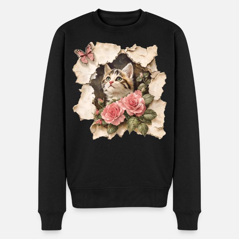 Chat au papillon - Pull Premium bio Homme - noir