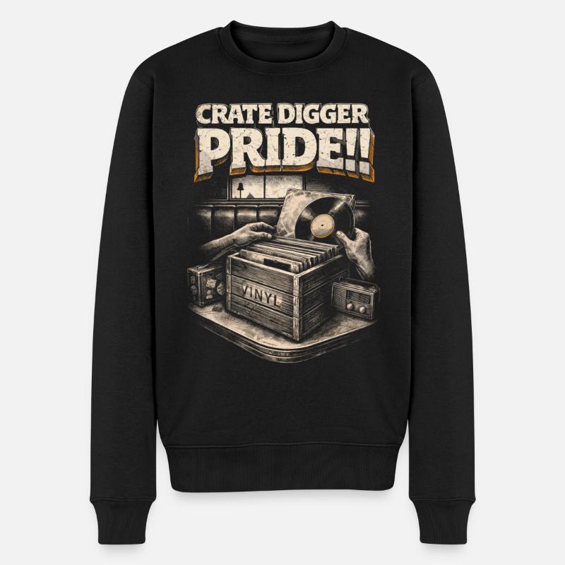 Vinyl Sammler Schallplatten Crate Digger Pride - Männer Premium Bio Pullover - Schwarz
