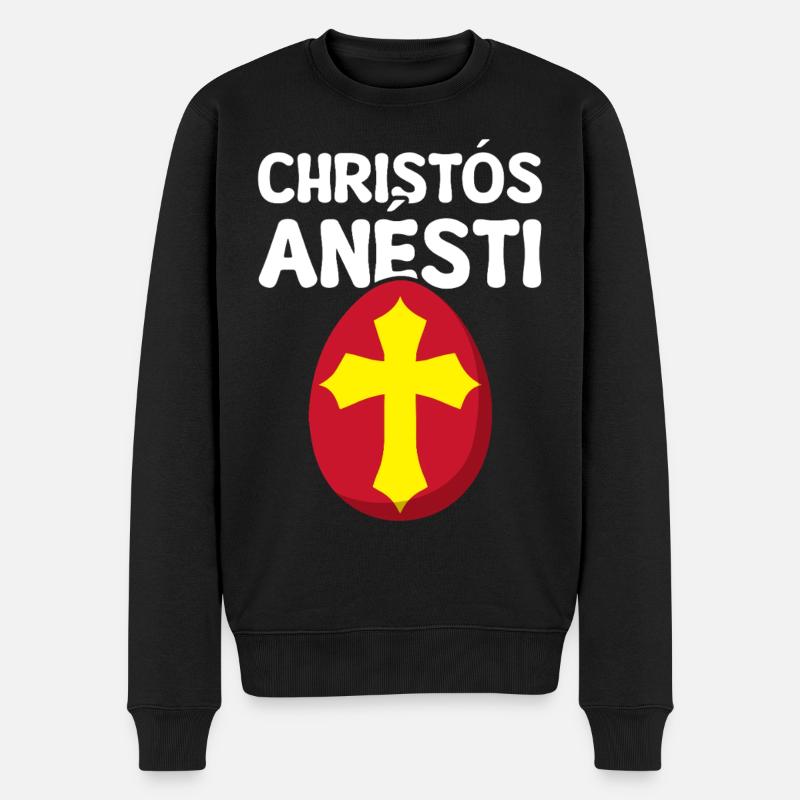 Christos Anesti Griechisches Osterei - Männer Premium Bio Pullover - Schwarz