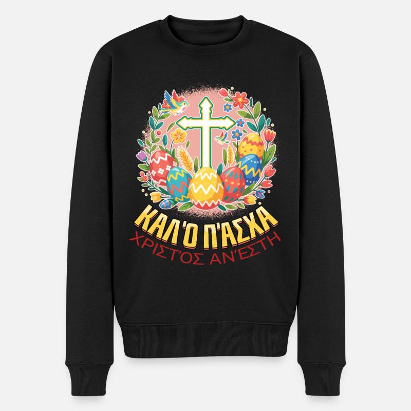 Ortodoks påske Pascha Græsk påske - Økologisk premium-sweatshirt til mænd - sort