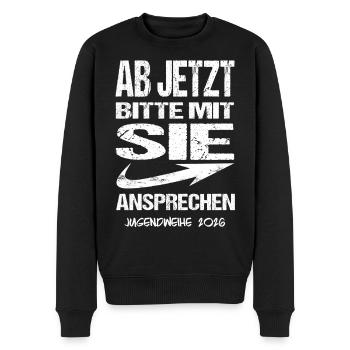 Jugendweihe - Jugendweihe 2026 - Männer Premium Bio Pullover - Schwarz - Vorne - Nico (187cm)