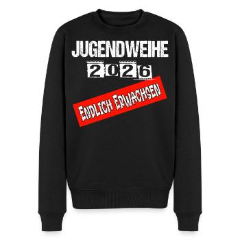 Jugendweihe - Jugendweihe 2026 - Männer Premium Bio Pullover - Schwarz - Vorne - Nico (187cm)