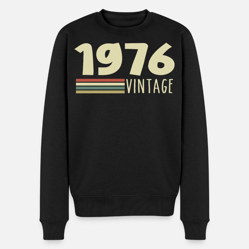 1976-Jubiläum-1976-retro-1976 - Männer Premium Bio Pullover - Schwarz