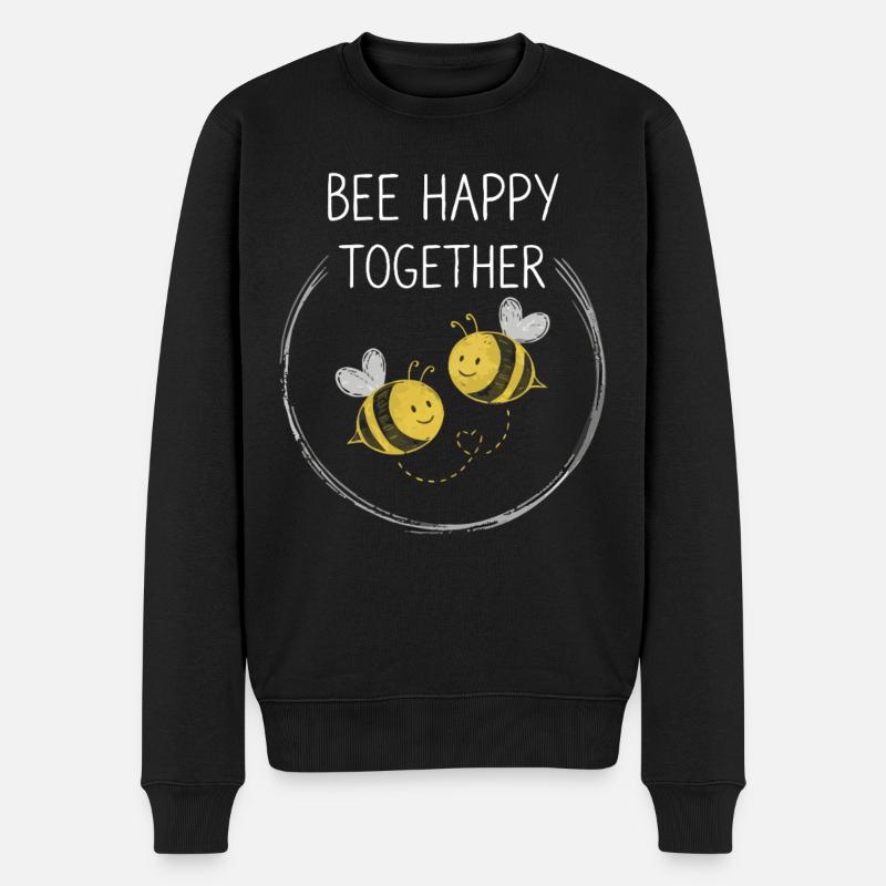 Bee Happy Together Bienen - Männer Premium Bio Pullover - Schwarz