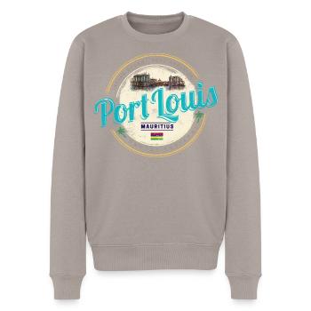Souvenir de l’océan Indien à Port Louis, Maurice, - Pull Premium bio Homme - taupe - Devant - Nico (187cm)