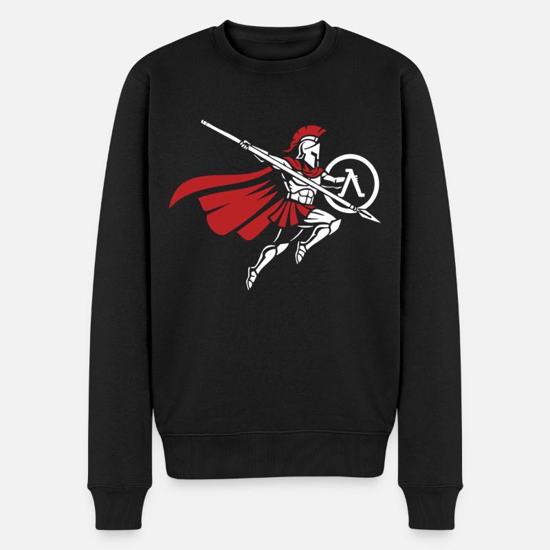 Spartan Spear Jump Maskottchen Spartan Strike - Männer Premium Bio Pullover - Schwarz