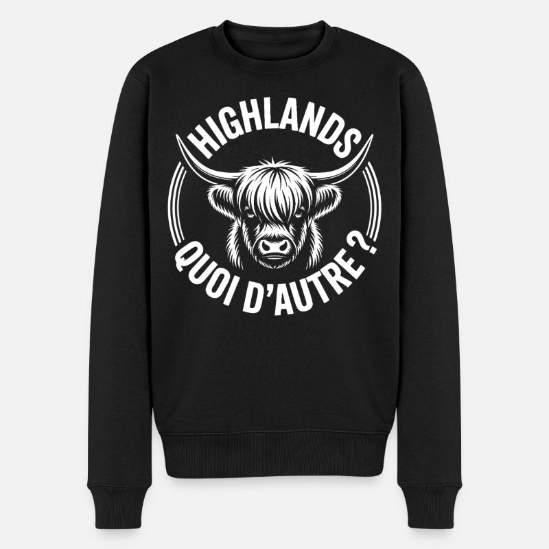 Highlands Quoi D'Autre Vache - Pull Premium bio Homme - noir
