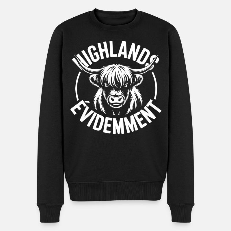 Highland-Kuh-Logo - Männer Premium Bio Pullover - Schwarz
