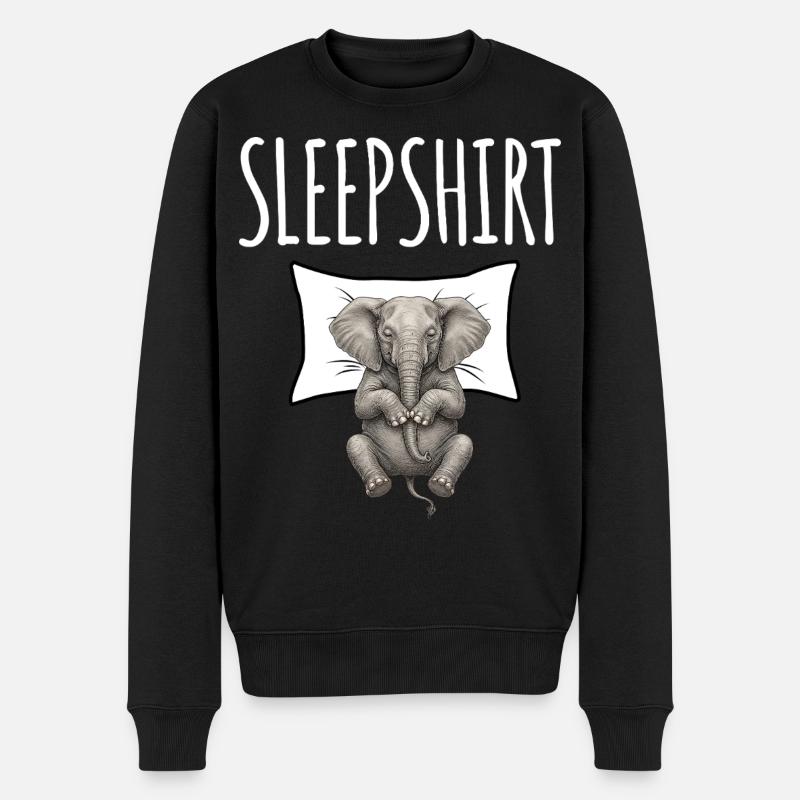 Elefanten Schlafshirt - Männer Premium Bio Pullover - Schwarz