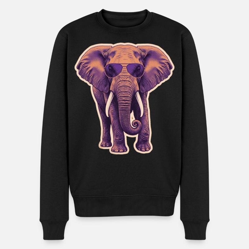 Sommer Elefant Sonnenbrille - Männer Premium Bio Pullover - Schwarz