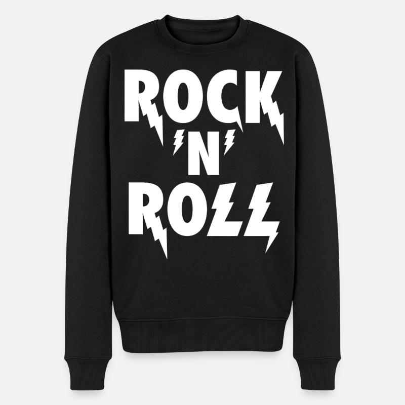 Rock'N'Roll Blitz-Emblem - Männer Premium Bio Pullover - Schwarz