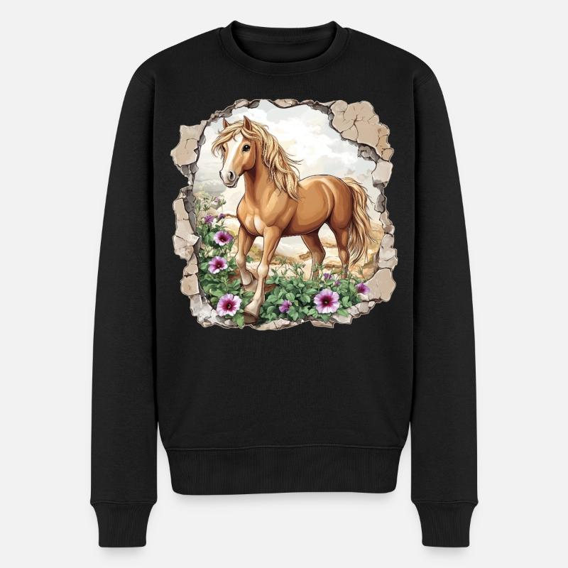 Pferd  - Männer Premium Bio Pullover - Schwarz