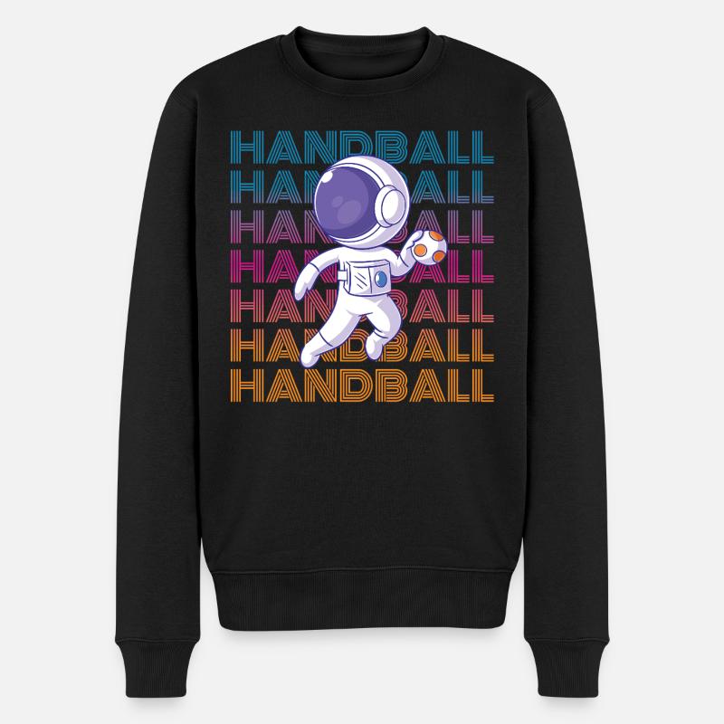 Handball Astronaut - Männer Premium Bio Pullover - Schwarz