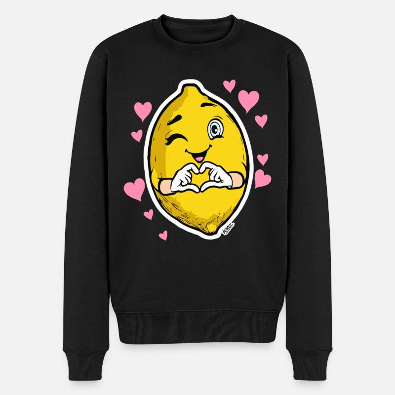 Lemon Heart Wink Emblem - Männer Premium Bio Pullover - Schwarz