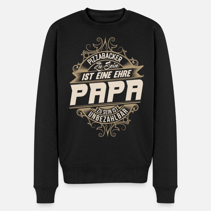 Pizzabäcker Papa - Männer Premium Bio Pullover - Schwarz