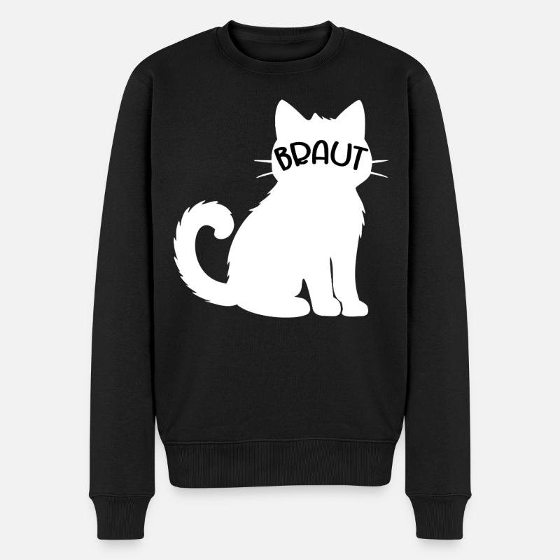 Hochzeit Katzen Braut - Männer Premium Bio Pullover - Schwarz