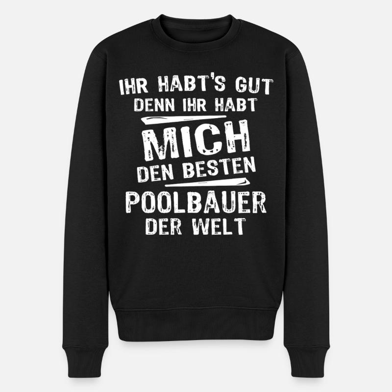 Poolbauer - Männer Premium Bio Pullover - Schwarz