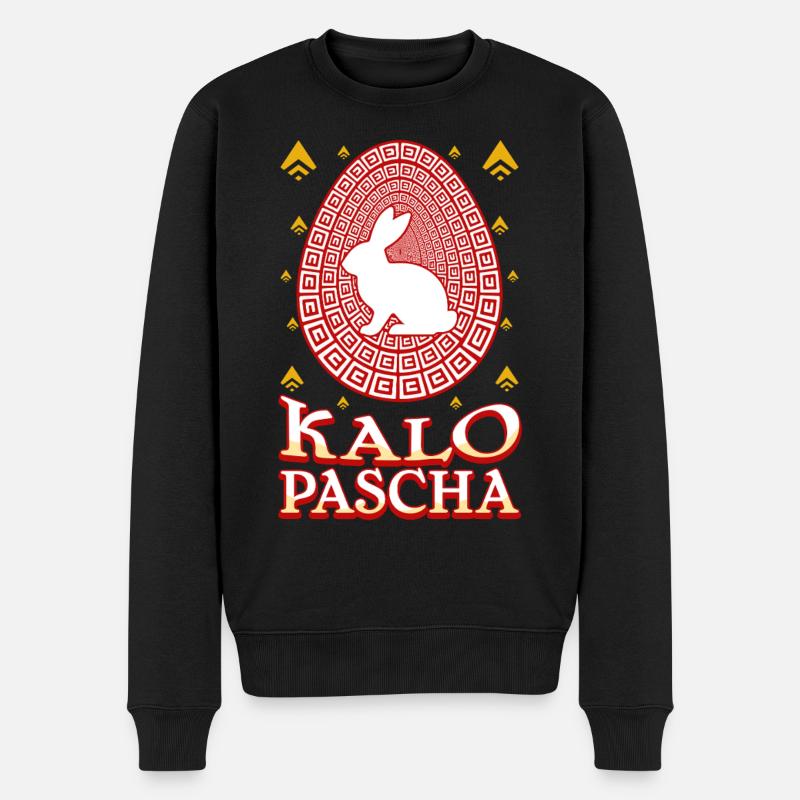 Kalo Pascha Frohes Ostern Griechisches Ostern - Männer Premium Bio Pullover - Schwarz